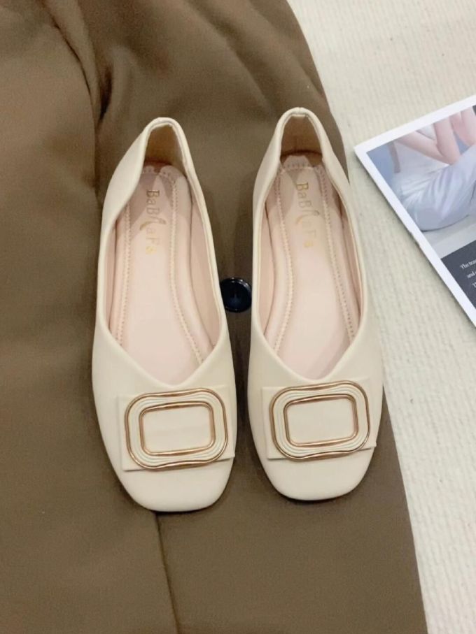 方头 低帮 一脚蹬 中口鞋 皮革 
