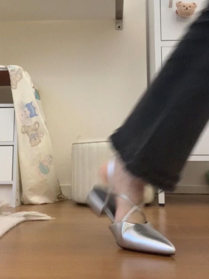 粗跟 无帮 皮革 