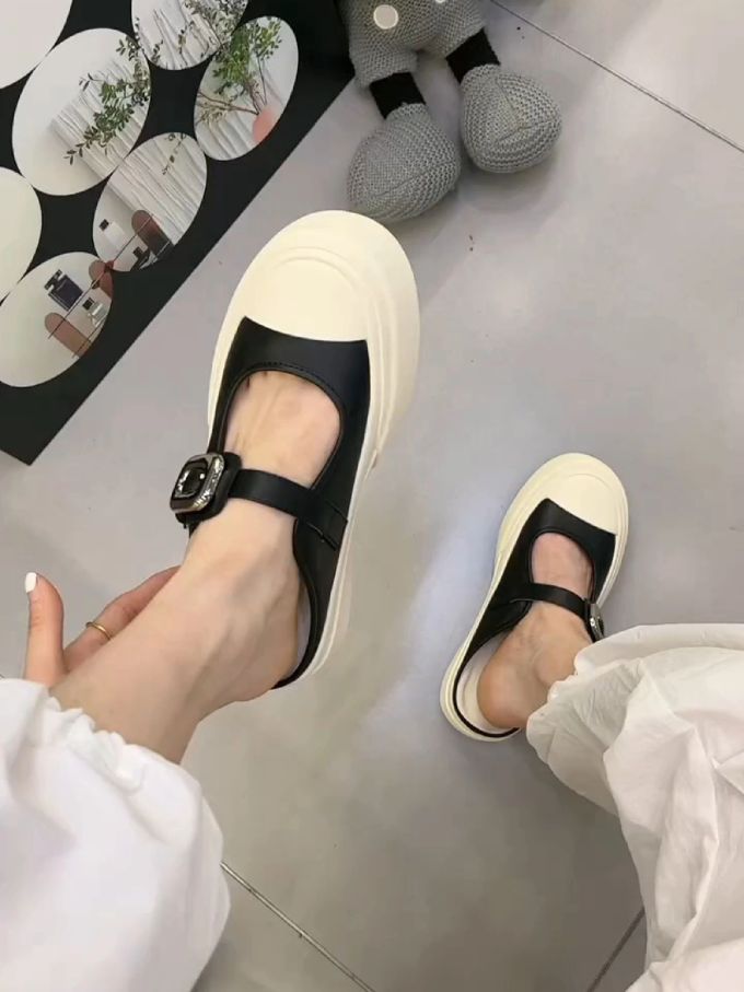 厚底 圆头 中口鞋 皮革 