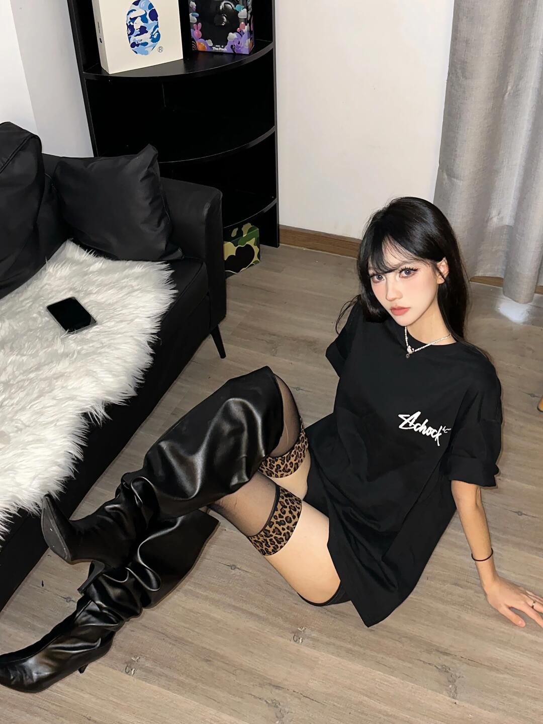 针织面料 圆形领 基础袖 文字图案 印花 踢踏舞鞋色 ABG辣妹 辣妹  - VALI鞋履AI设计主图