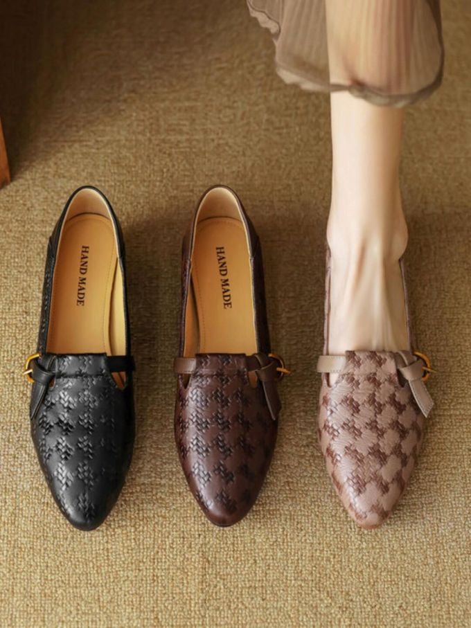 尖头 深口鞋 皮革 