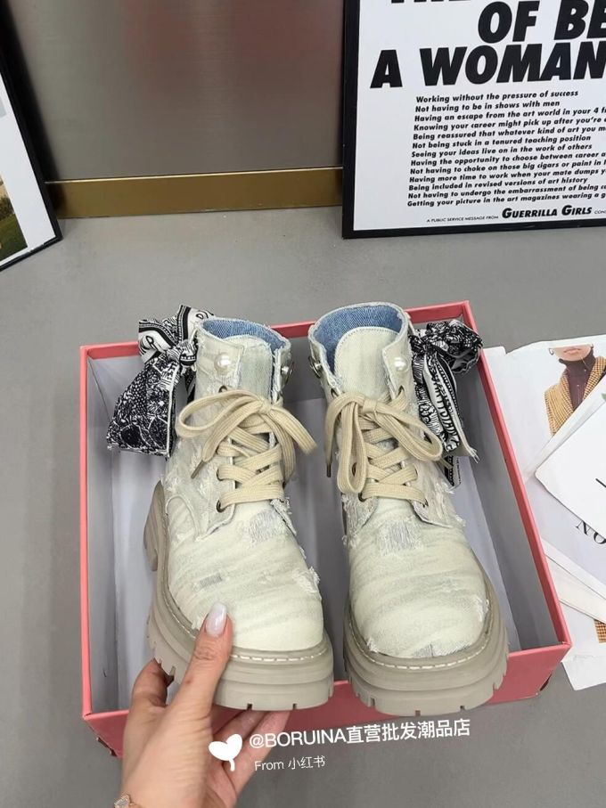 圆头 系带 皮革 