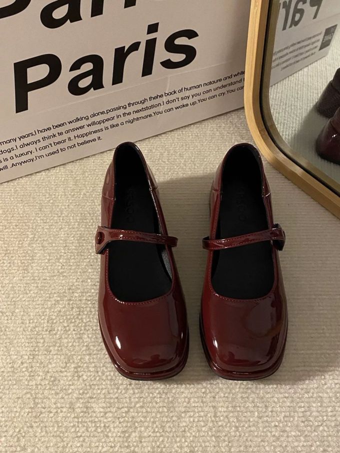 方头 袢扣 中口鞋 皮革 