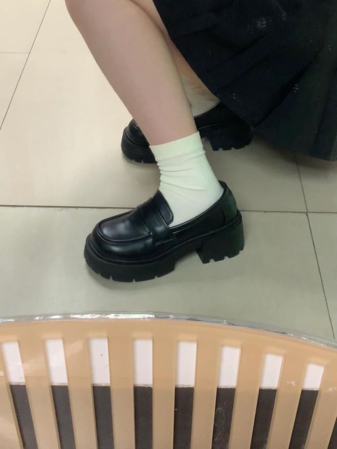 厚底 圆头 低帮 一脚蹬 深口鞋 皮革 