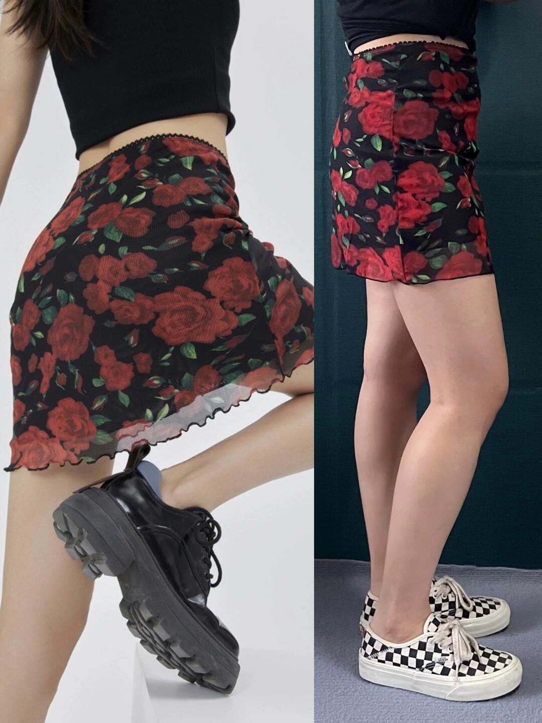 A型 植物/花卉 印花 边缘装饰 踢踏舞鞋色 烧砖啡 安道尔红 蕾丝花边  - VALI鞋履AI设计主图