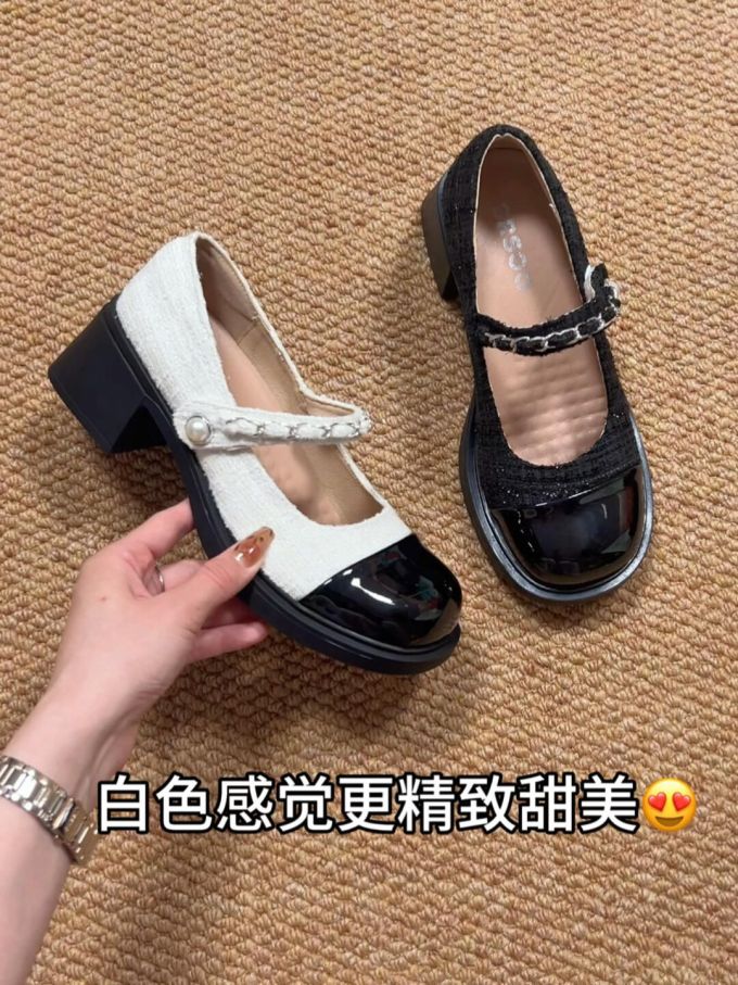圆头 中口鞋 皮革 