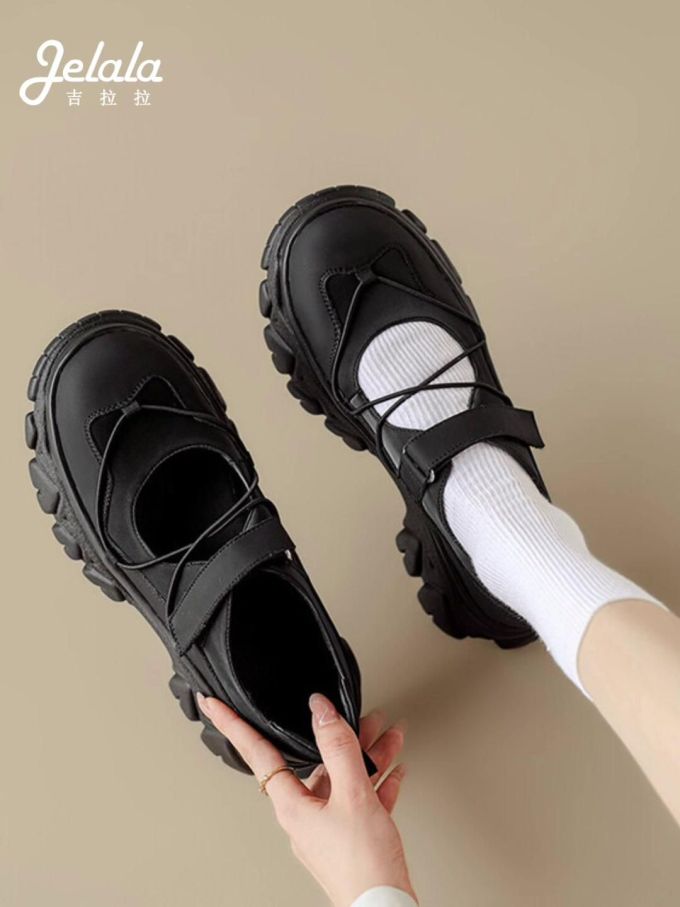 圆头 中口鞋 皮革 
