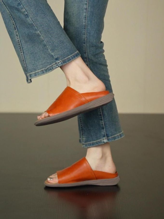 平底 无帮 皮革 