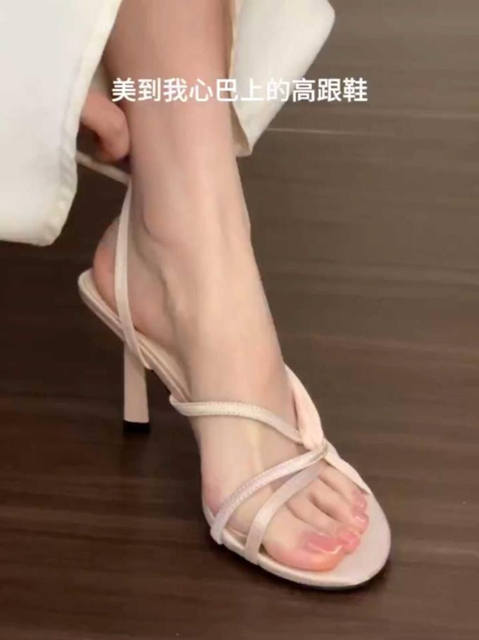 高跟 细跟 无帮 皮革 