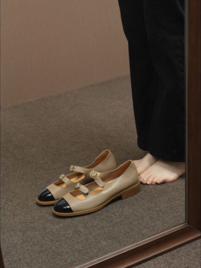 圆头 低帮 中口鞋 皮革 