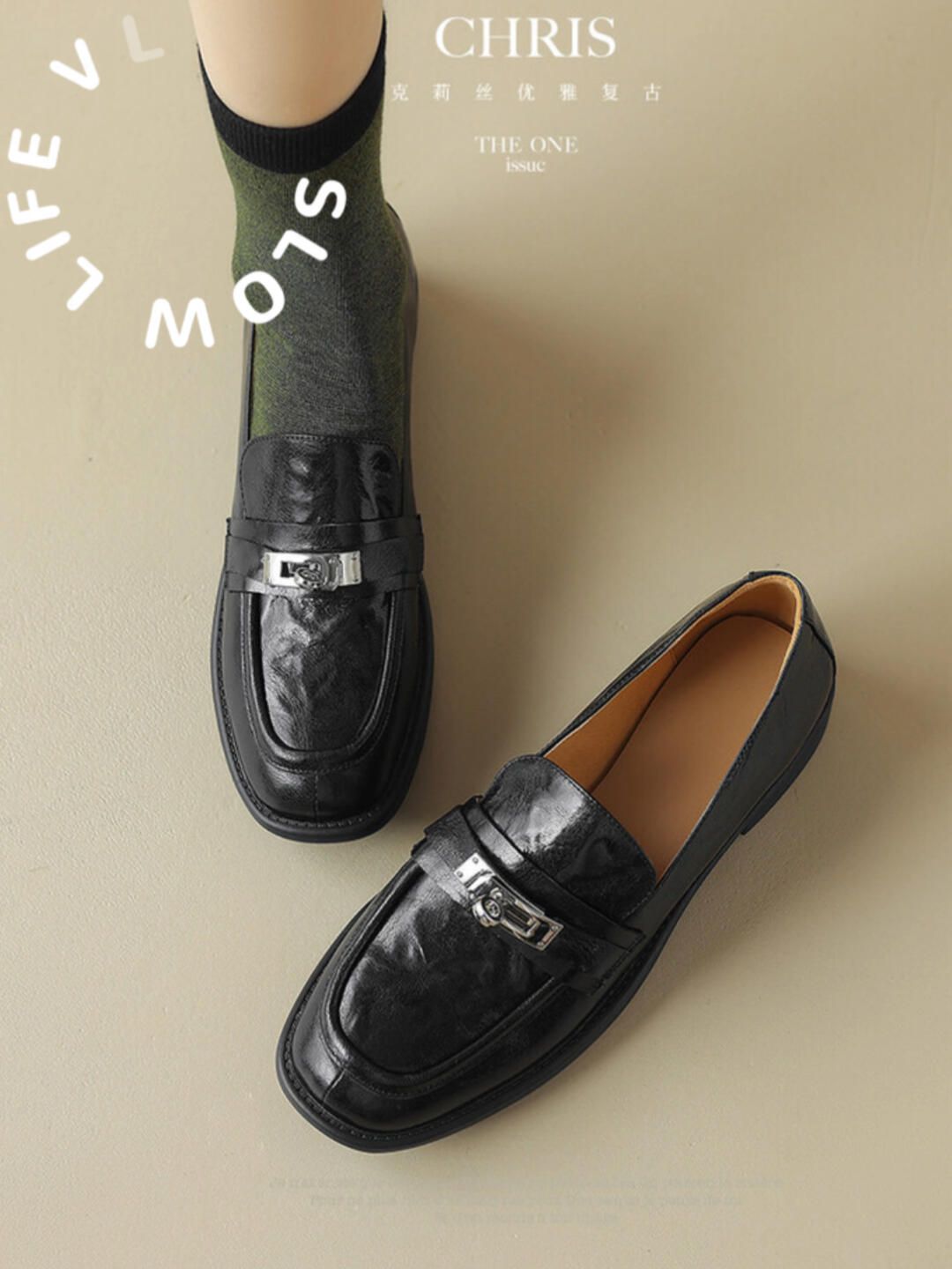 方头 低帮 一脚蹬 深口鞋 皮革  - VALI鞋履AI设计主图