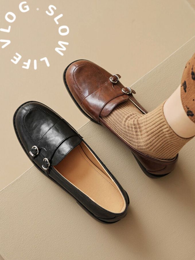 圆头 低帮 中口鞋 皮革 