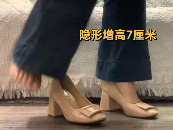 高跟 粗跟 低帮 一脚蹬 浅口鞋 皮革 
