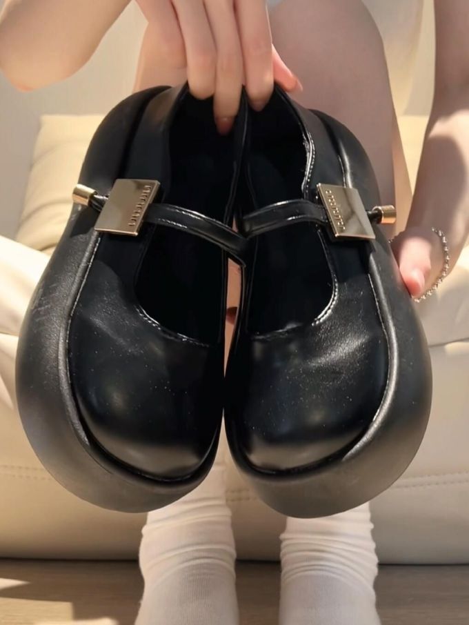 圆头 袢扣 中口鞋 皮革 