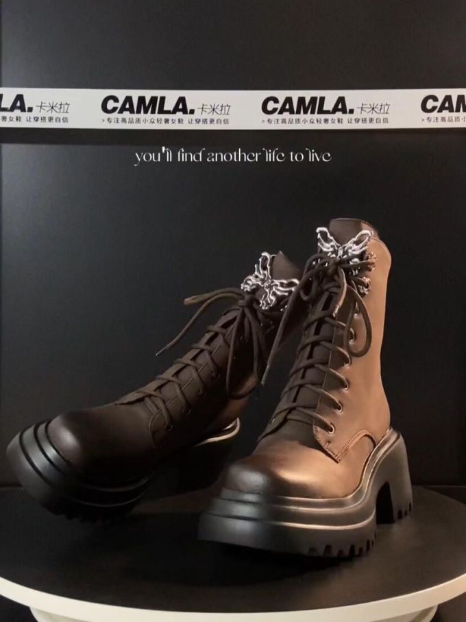 圆头 系带 皮革 