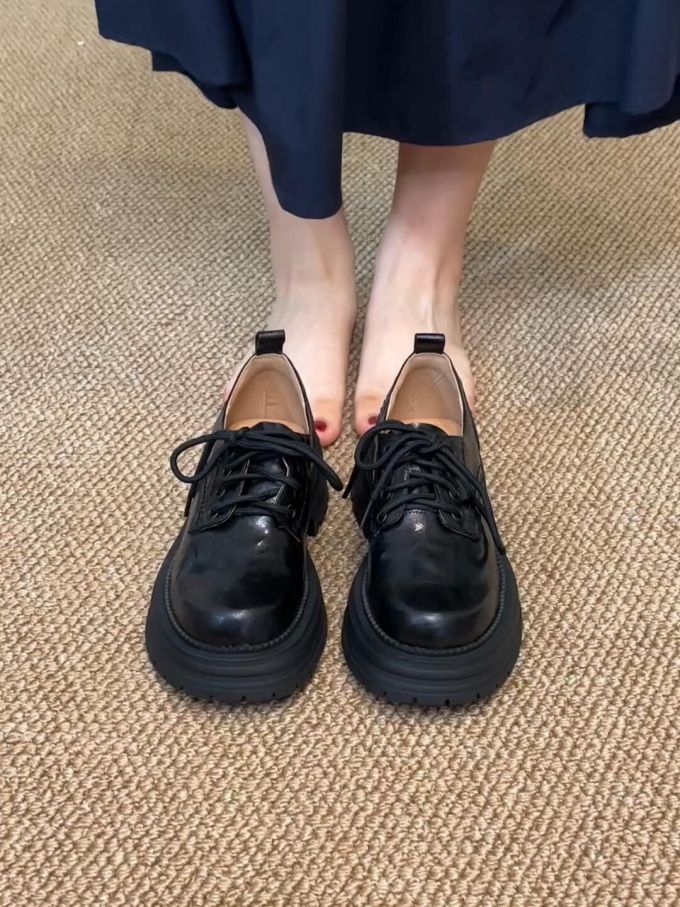 圆头 系带 皮革 