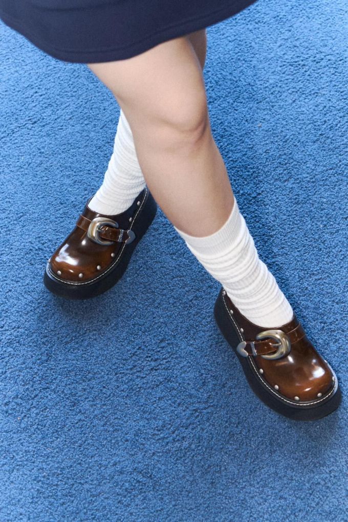 圆头 低帮 袢扣 深口鞋 皮革 