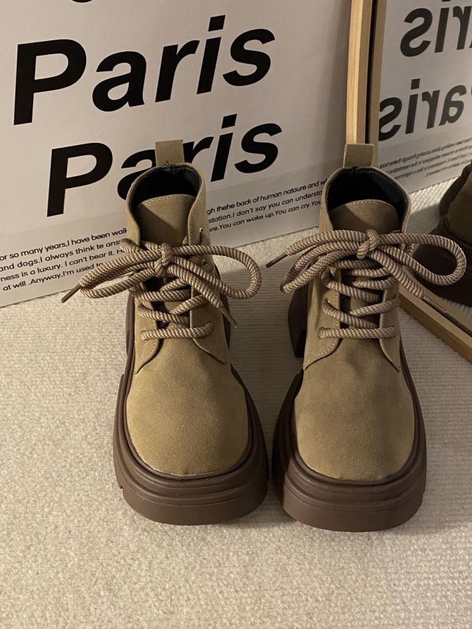 圆头 系带 皮革 