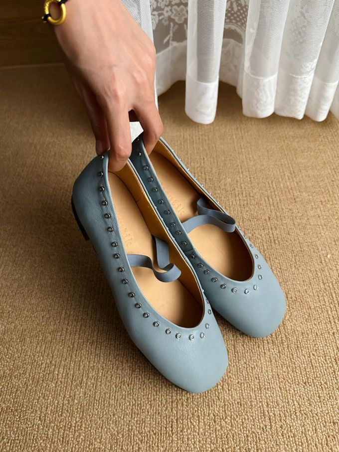 圆头 一脚蹬 浅口鞋 皮革 