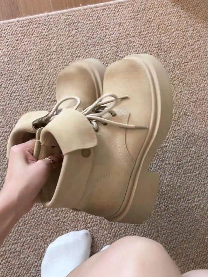 圆头 系带 皮革 
