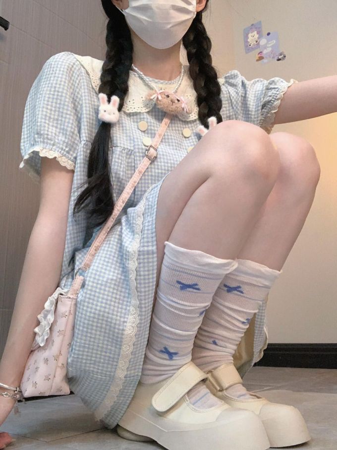 棉麻 X型 古典袖 格纹/菱格 撞色/渐变 拼接 黎明灰 正灰色 