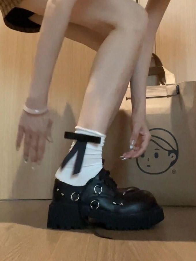 厚底 圆头 皮革 