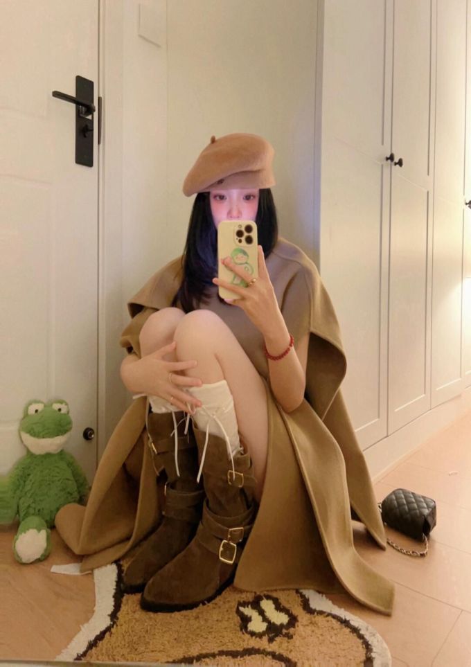 呢绒 A型 翻领 中长袖 披肩袖 僧袍色 苏丹褐 蜜姜 