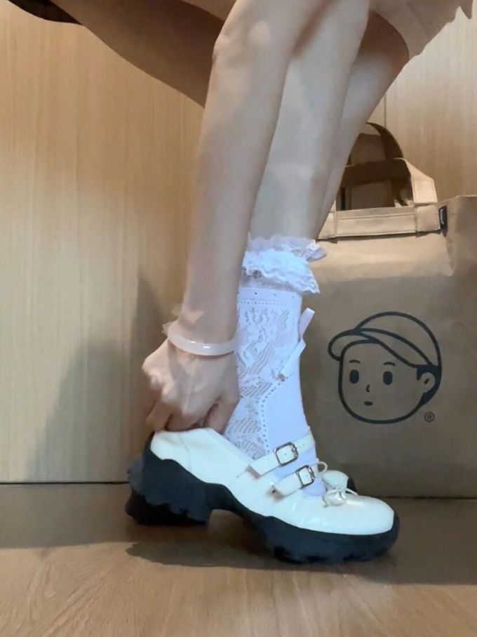 厚底 圆头 中口鞋 皮革 