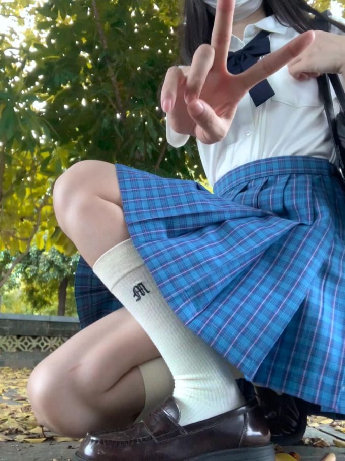 棉麻 A型 格纹/菱格 褶裥 法式蓝 宝蓝 潜水蓝 JK 甜妹风 甜美 