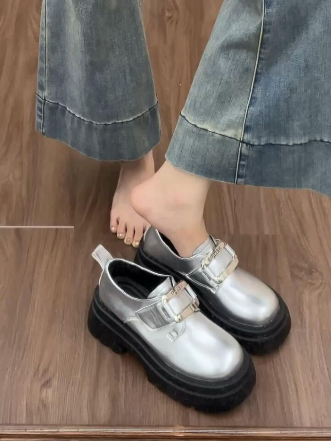 圆头 低帮 深口鞋 皮革 