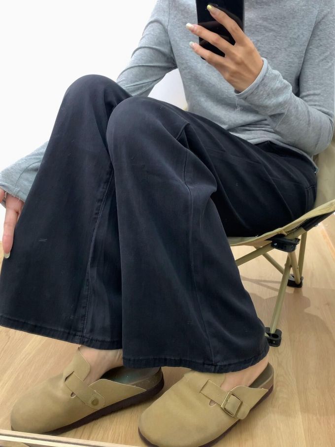 牛仔面料 洗水 深蓝黑色 韩系休闲 休闲 