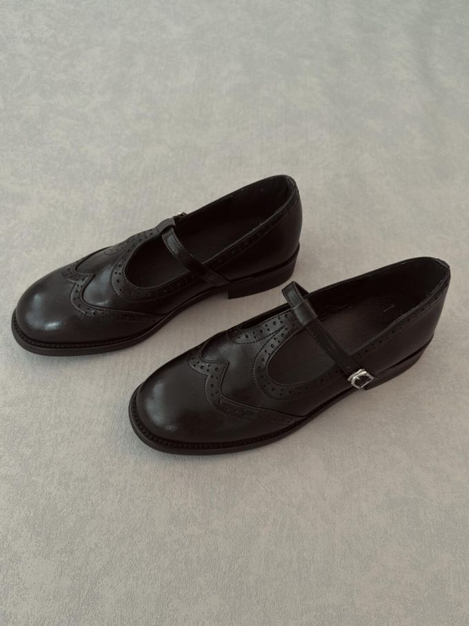 圆头 袢扣 中口鞋 皮革 