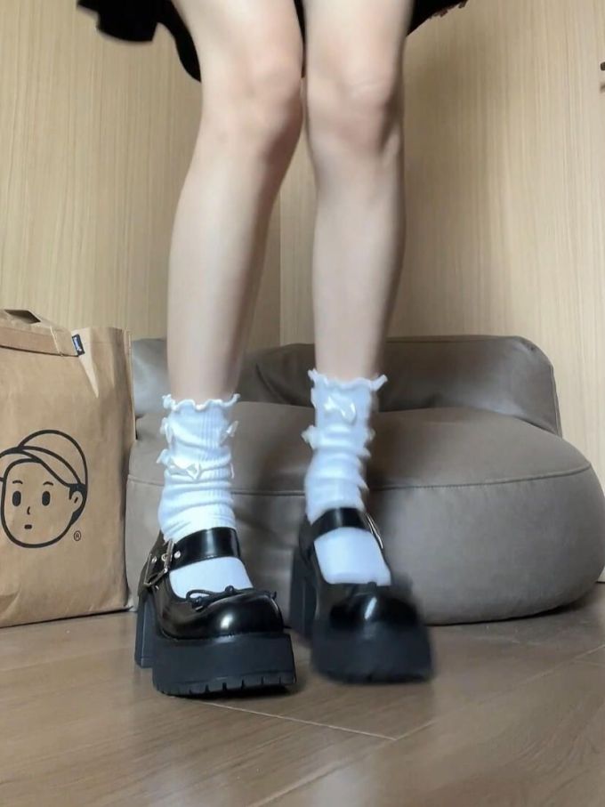 圆头 中口鞋 皮革 