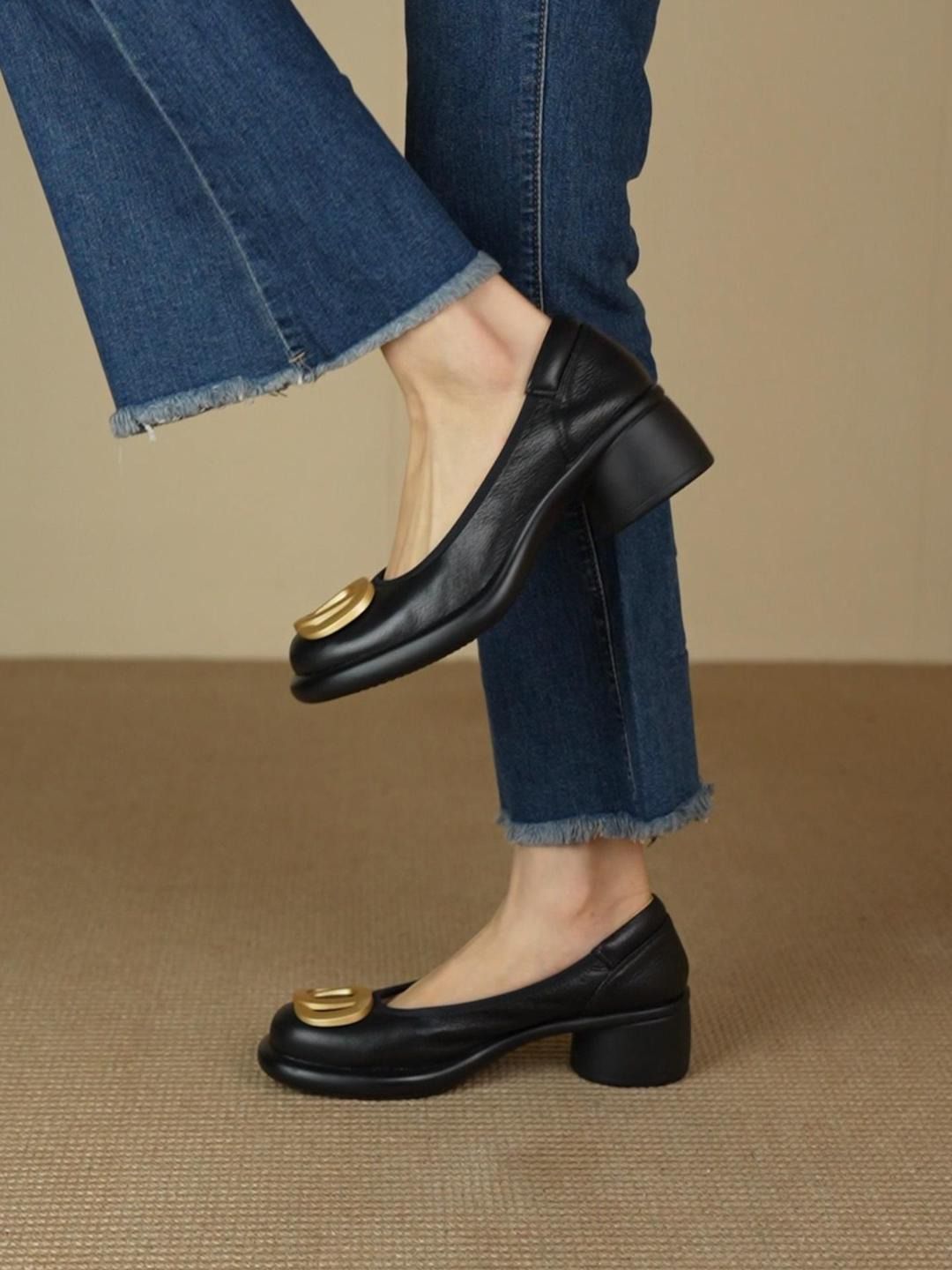 厚底 低帮 一脚蹬 中口鞋 皮革  - VALI鞋履AI设计主图