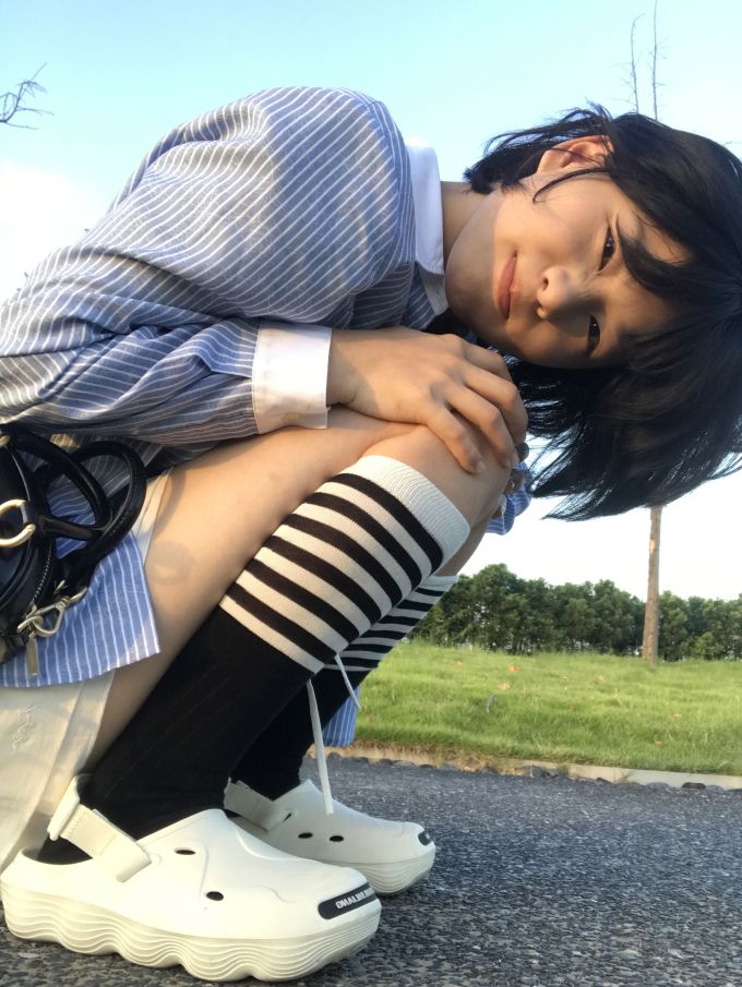 棉麻 H型 衬衫领 基础袖 条纹/波纹 蓝黑色 