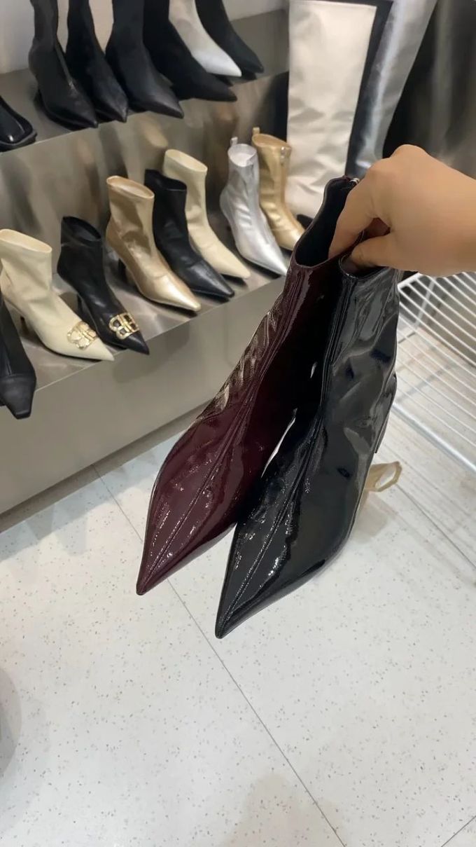尖头 皮革 拉链 