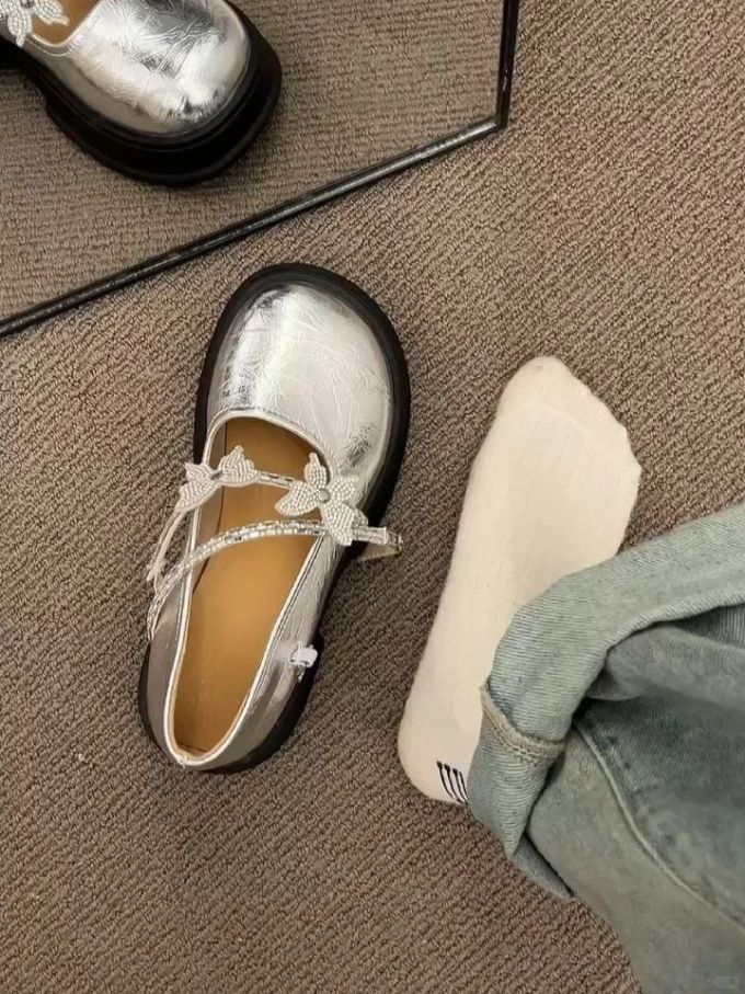圆头 中口鞋 皮革 