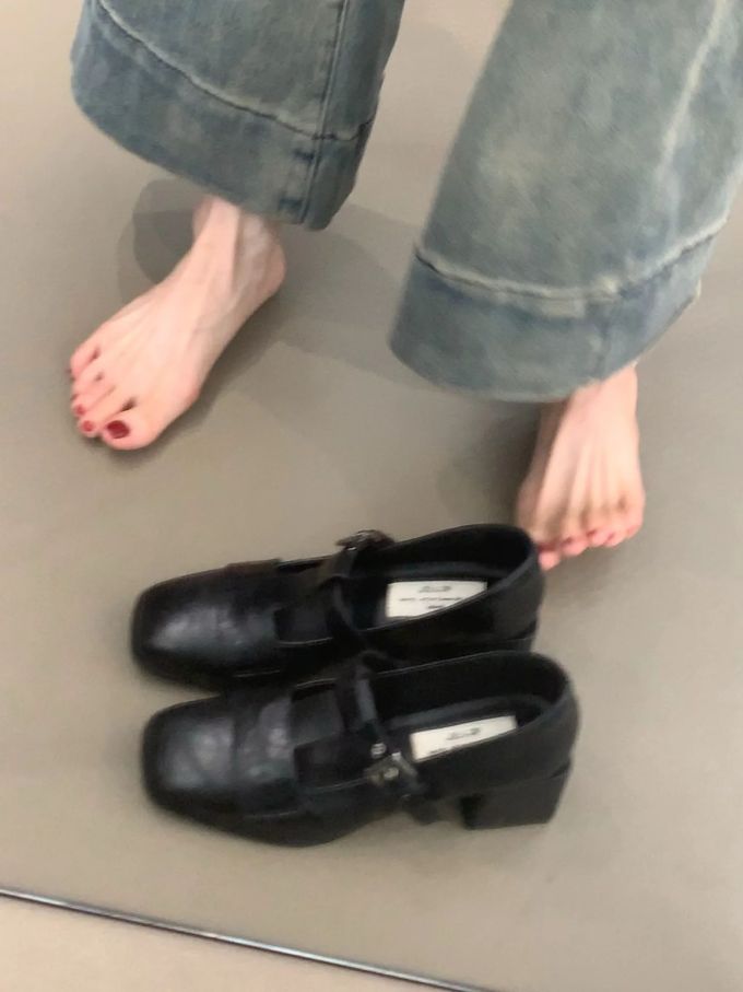 圆头 中口鞋 皮革 