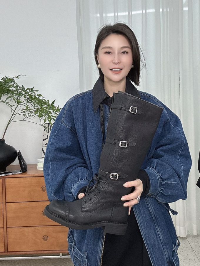 牛仔面料 O型 翻领 中长袖 基础袖 拼接 洗水 蓝黑色 波塞冬蓝 