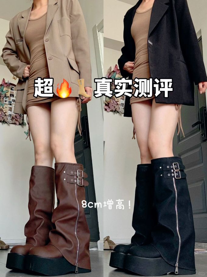 坡跟 袢扣 皮革 
