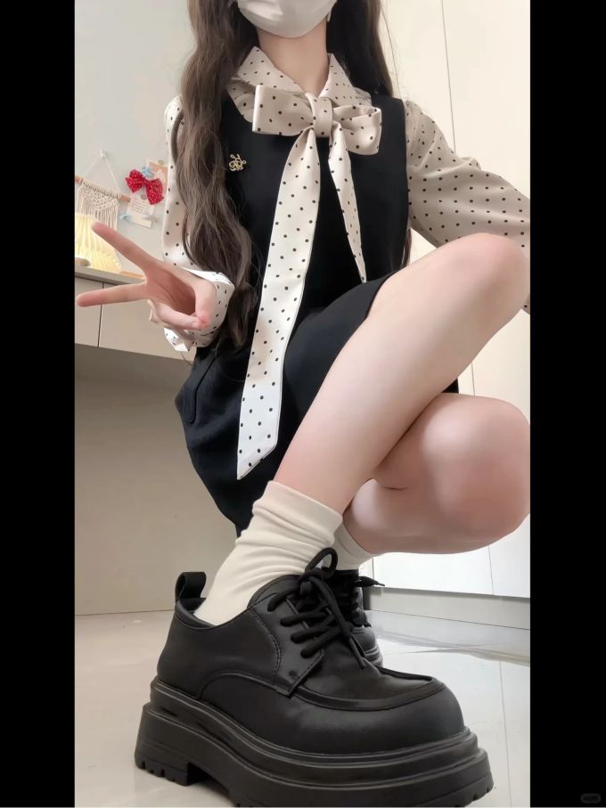 雪纺 系带领 中长袖 无袖 波点 打结-扭结 踢踏舞鞋色 甜妹风 甜美 