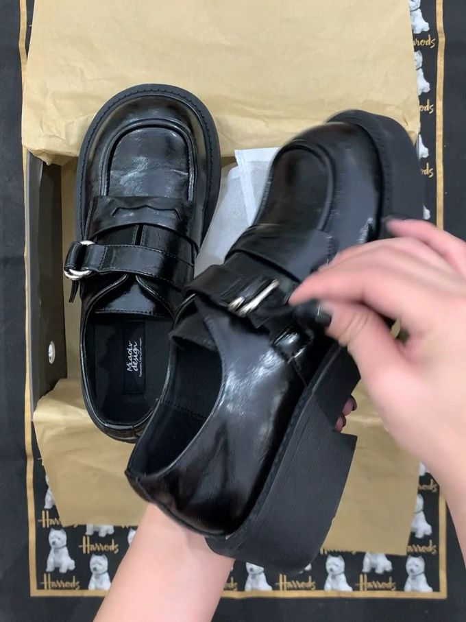 厚底 圆头 皮革 