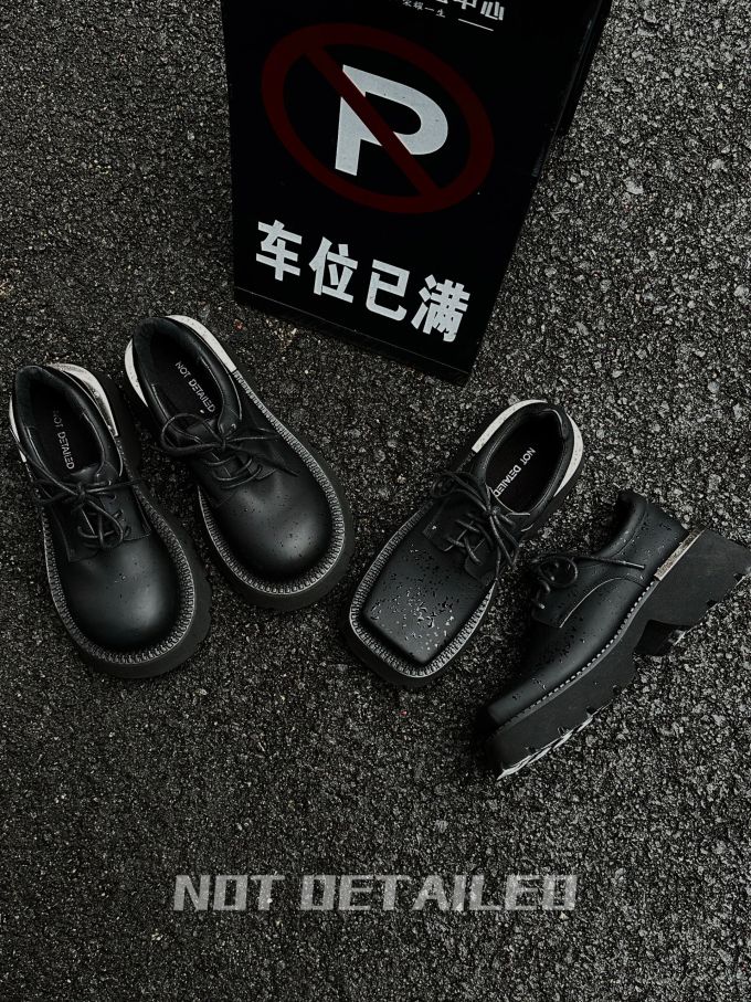 厚底 系带 皮革