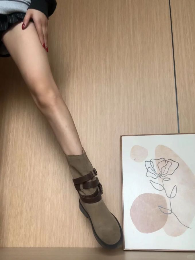 圆头 袢扣 中口鞋 皮革 