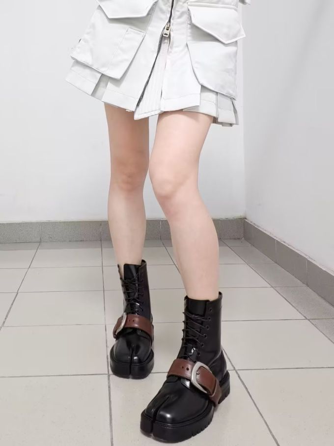 圆头 系带 皮革 