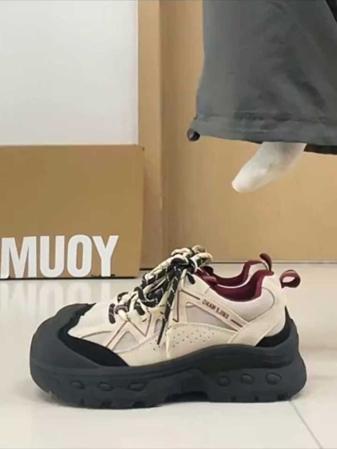 低帮 弹力绳 系带 皮革 