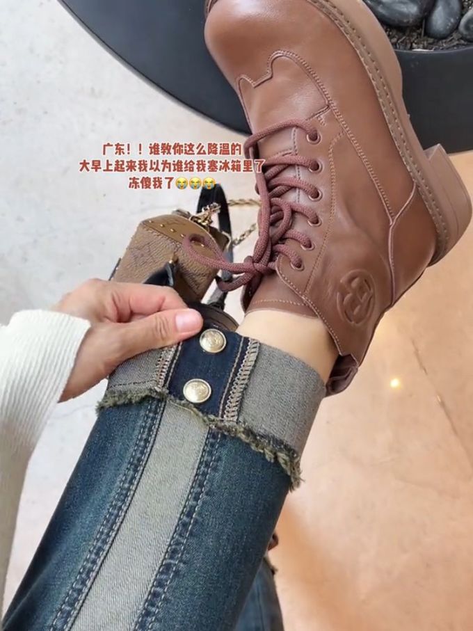 圆头 系带 皮革 