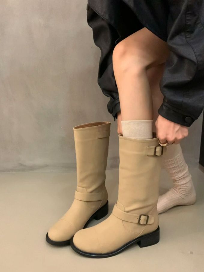圆头 袢扣 皮革 