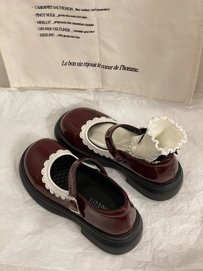 圆头 袢扣 中口鞋 皮革 