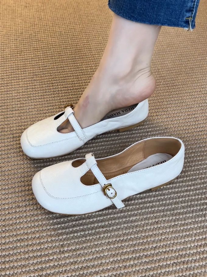 方头 袢扣 中口鞋 皮革 